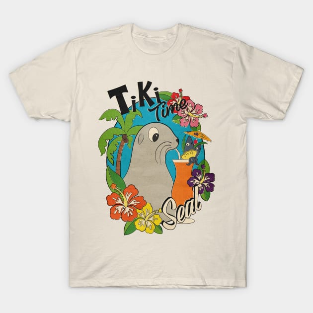 Tiki Time Seal T-Shirt by ArtsofAll